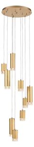 Franklite FL2415-9 Cordelia 9 Light Cluster Ceiling Pendant Light In Satin Brushed Gold Finish