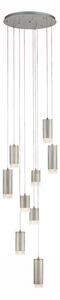 Franklite FL2414-9 Cordelia 9 Light Cluster Ceiling Pendant Light In Satin Brushed Silver Finish
