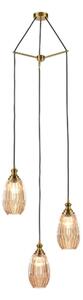 Marcella 3 Light Cluster Ceiling Light In Amber Glass Finish 47 cm F2425-3/352