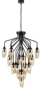 Franklite Taper 22 Light Ceiling Pendant Light In Matt Black With Amber Glass FL2420-22/346