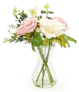 Artificial Roses in a Glass Vase