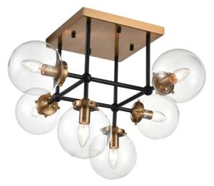 Franklite FL2411-6 Diffraction 6 Light Flush Ceiling Light In Matt Black And Antique Gold