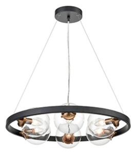 Ring 6 Light Ceiling Pendant Light In Matt Black And Antique Gold Finish F2426-6