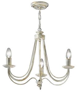 Franklite Philly 3 Light Ceiling Chandelier In Cream With Gold Highlights FL2172/3