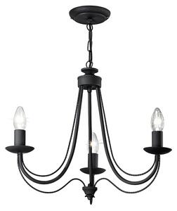 Franklite Philly 3 Light Ceiling Chandelier In Satin Black Finish FL2173/3