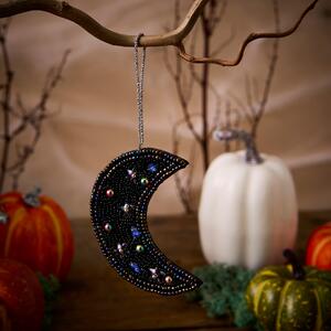 Moon Beaded Hanging Decoration Black