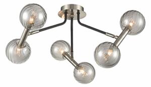Franklite FL2436-6 Atmo 6 Light Flush Ceiling Light In Modern Black And Chrome Finish