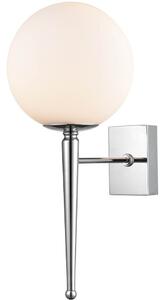 Globe Bathroom Wall Light In Chrome Finish With Opal Shade IP44 W142