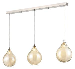 Franklite Perry 3 Light Bar Ceiling Pendant Light With Amber Glasses FL2452-3-360