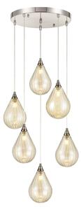 Franklite Perry 6 Light Cluster Ceiling Pendant Light With Amber Glasses FL2453-6-356