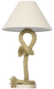HOMCOM Nautical Style Table Lamp with Fabric Lampshade, Twisted Rope Bedside Lamp for Bedroom, Study, Living Room, Beige