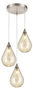 Franklite Perry 3 Light Cluster Ceiling Pendant Light With Amber Glasses FL2453-3-356