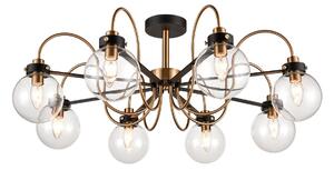 Franklite FL2441-8 Equinox 8 Light Semi Flush Ceiling Light In Matt Black And Antique Gold Finish
