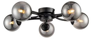 Franklite Luna 5 Light Semi Flush Ceiling Light In Black Finish With Smoked Glass FL2438-5