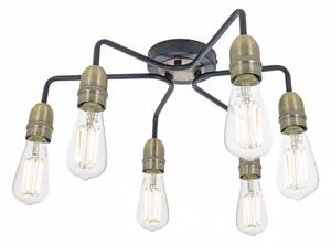 Dar Wisebuys Kiefer 6 Light Flush Ceiling Light In Black And Antique Brass Finish