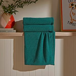 Mini Grid Fleece Throw 130cm x 180cm Emerald