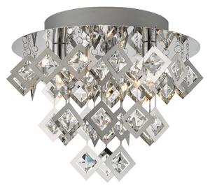 Dar Wisebuys Leon 3 Light Flush Ceiling Light In Polished Chrome Finish With Glass Accents
