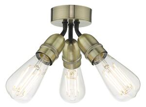 Dar Wisebuys Yao 3 Light Ceiling Flush Light In Antique Brass Finish