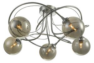 Dar Wisebuys Onawa 5 Light Semi Flush Ceiling Light In Polished Chrome With Smoked Glass