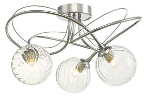Dar Wisebuys Onawa 3 Light Semi Flush Ceiling Light In Polished Chrome With Twisted Glass