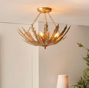 Endon Delphine 95039 3 Light Ceiling Flush Light In Gold Paint