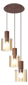 Nordic 3 Light Ceiling Pendant Light in Mocha Finish With Amber Glass