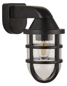 Black Downward Facing Outdoor Wall Light in Durable Weatherproof Resin with Clear Lens - IP44