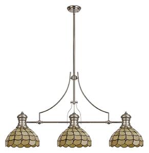 Albany, Origin 3 Light Fixed Pendant 30cm Tiffany in a Polished Nickel/Beige Finish