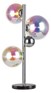 System 3 Light Table Lamp In Chrome Finish With Iridescent Glass Shades And Marble Base