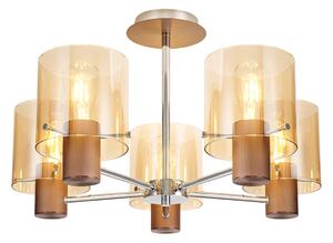Nordic 5 Light Semi Flush Ceiling Light in Mocha Finish With Amber Glass