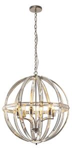 Corsley 6 Light Large Round Ceiling Pendant in Polished Nickel Finish