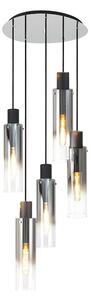 Fuse 5 Light Cluster Ceiling Pendant in Polished Chrome with Ombre Effect Glass
