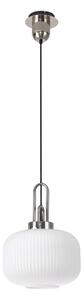 Glenn 1 Light Pumpkin Ceiling Pendant in Polished Nickel With Opal Glass