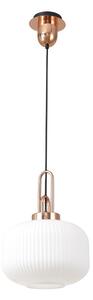Glenn 1 Light Pumpkin Ceiling Pendant in Copper With Opal Glass
