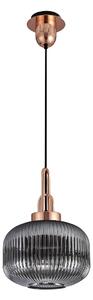 Glenn 1 Light Pumpkin Ceiling Pendant in Copper With Smoked Glass