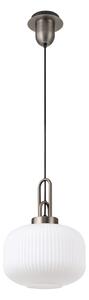 Glenn 1 Light Pumpkin Ceiling Pendant in Antique Silver With Opal Glass