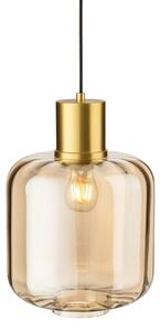 Firstlight Eton Ceiling Pendant Light In Brushed Brass With Amber Glass 2852AM