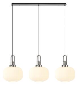 Glenn 3 Light Pumpkin Linear Pendant in Polished Nickel With Opal Glass