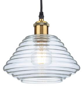 Firstlight 2857AB Logan 1 Light Small Ceiling Pendant Light In Antique Brass With Clear Glass