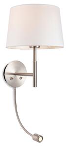 Firstlight 2880BS Seymour 2 Light Switched Wall Light In Brushed Steel Finish With Cream Shade