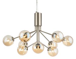 Firstlight 2890AB Montana 9 Light Ceiling Pendant Light In Antique Brass With Amber Glass Shade