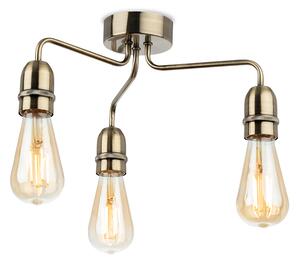 Firstlight 2883AB Leon 3 Light Flush Ceiling Light In Antique Brass Finish