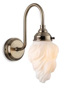 Firstlight 2899AB Flame 1 Light Wall Light In Antique Brass Finish With Opal Flame Glass IP44