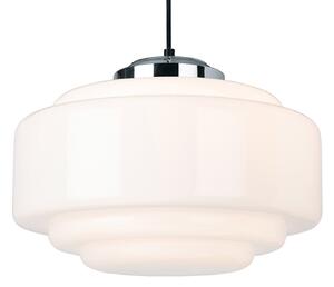 Firstlight 2939CH Art Deco 1 Light Ceiling Pendant Light In Chrome With Opal Glass