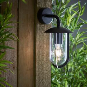 Endon 96922 Quinn Outdoor Wall Light In Textured Black Finish With Clear Glass IP44