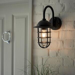 Endon 96907 Port Outdoor Wall Light with Cage In Textured Black Finish IP44