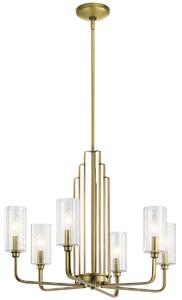 Quintiesse QN-KIMROSE6-BNB Kimrose 6 Light Ceiling Chandelier In Brushed Natural Brass