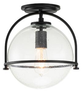Quintiesse QN-SOMERSET-F-C-BK Somerset Flush Ceiling Light In Black With Clear Glass