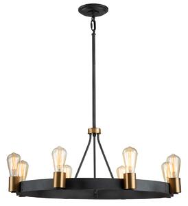 Quintiesse QN-SILAS-8P-DZ Silas 8 Light Ceiling Light In Aged Zinc And Heritage Brass Finish