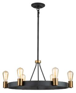 Quintiesse QN-SILAS-6P-DZ Silas 6 Light Ceiling Light In Aged Zinc And Heritage Brass Finish